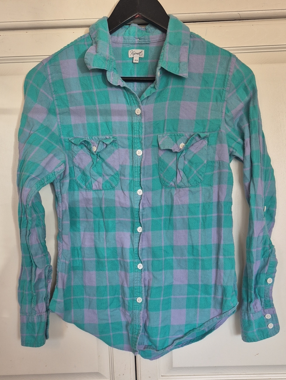 Kismet Teal & Lavender Plaid Top